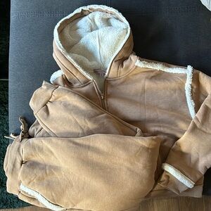 Crave Fame— tan brown sweatsuit (jacket & pants)